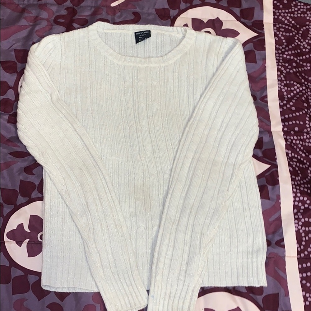 sparkly white sweater